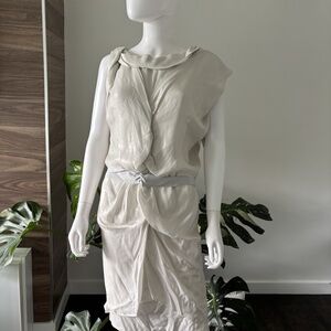 Sharon Wauchob Silk - Lurex Dress Belted NEW Sz 34 Women's Made in France❤️